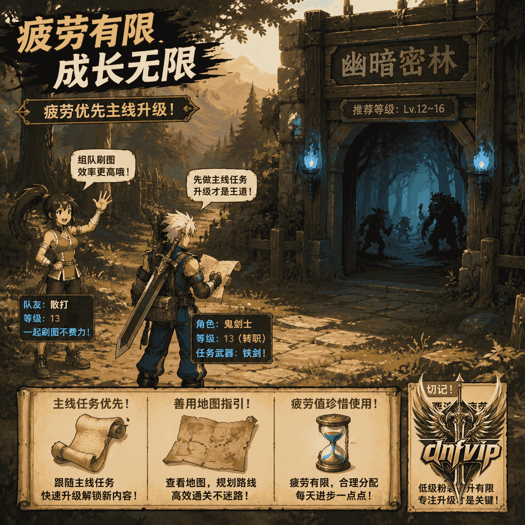 刚转职的新手冒险家站在经典地下城门口,准备优先清主线升级而不是反复刷低级图